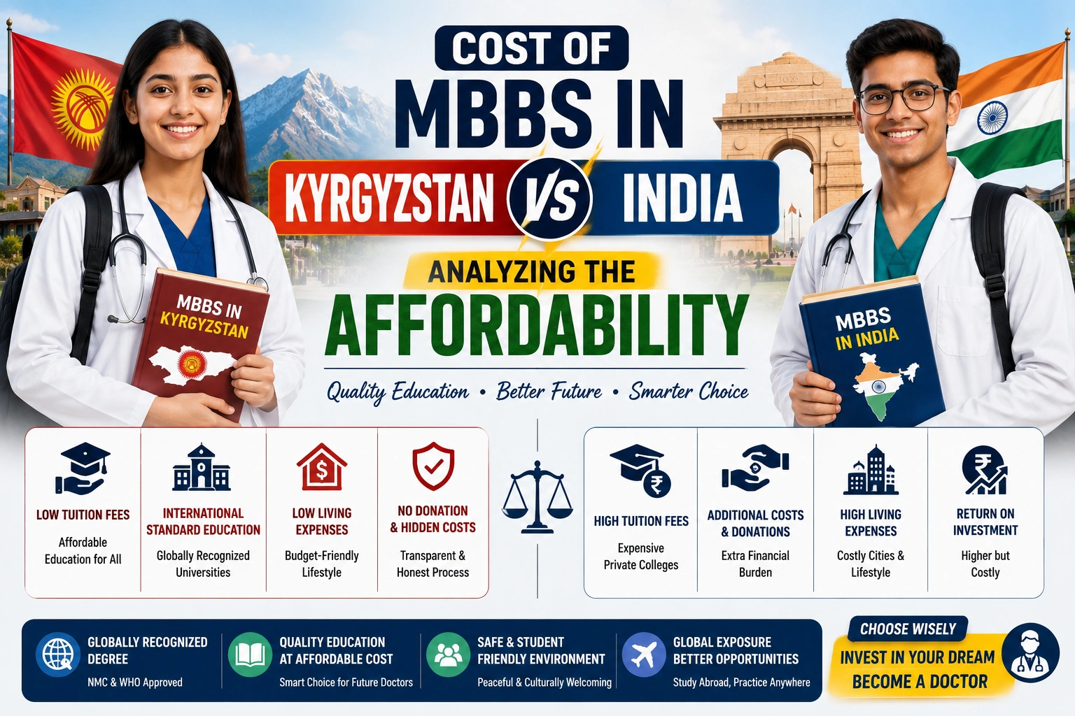 Cost of MBBS in Kyrgyzstan vs India: Analyzing the Affordability